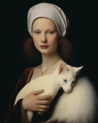 Portrait of Maria with Her White Cat