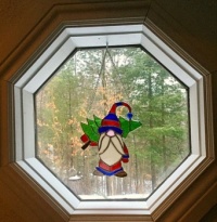 Stained glass Christmas Gnome.