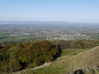 View over Bishop Cleeve towards Malvern Hills.JPG