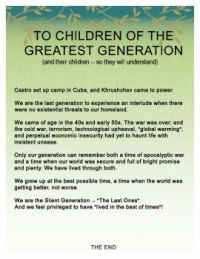 TO CHILDREN OF THE GREATEST GENERATION