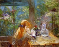 Berthe Morisot  (1841–1895) - Red-haired Girl Sitting on a Veranda, 1884.