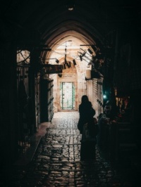 A covered street in the Christian Quarter of the Old City of Jerusalem