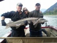 My son with sturgeon they caught