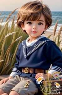 Cute Little Boy By The Sea