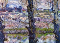 Vincent van Gogh - Flowering Orchards, 1889 / Thought this went up yesterday with a smaller version. Sometimes this happens, and you may have wondered why there were only 3 yesterday.