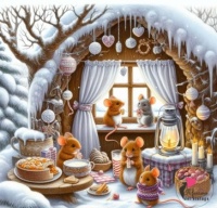 Seasonal Art - Winter - Cosy Creatures - Mouse's Snowy Home 2 (9 - 144 Pieces)