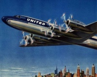 Leave New York at noon - reach Los Angeles before 5pm!  United Airlines - 1954