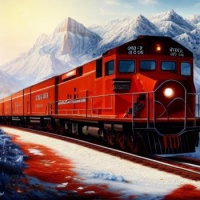 Red train running