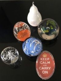 Glass paperweight collection.