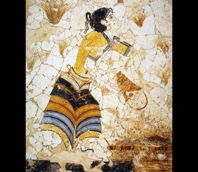 Woman emptying basket, Minoan, circa 2000 B.C.