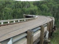 Curved wooden bridge