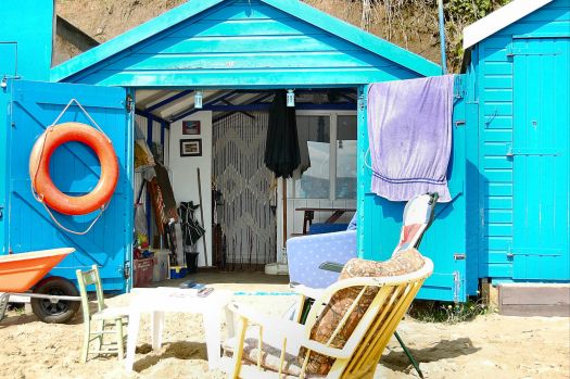 Inside an Isle of Wight beach hut