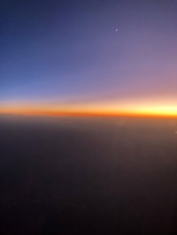 Sunrise from the plane over South Australian cloud cover this morning