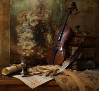 Still Life With Violin And Oil Painting (1)