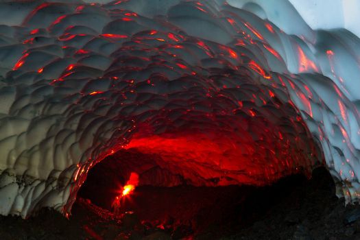 Ice Grotto Near Volcano Mutnovsky by Denis Budkov