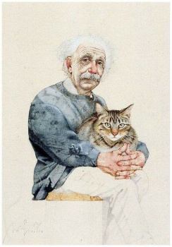 Albert Einstein and his cat Tiger