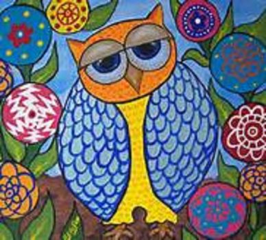 Solve FOLK ART OWL jigsaw puzzle online with 72 pieces