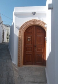 Door in the back streets of Lindos, Rhodes