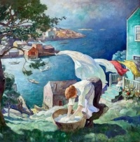N C Wyeth 1934 "Washday on the Maine Coast"