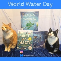 Cat Icon Game #250 - Horatio the Library Cat Horatio and Jojo the Pirate Cat celebrate World Water Day!