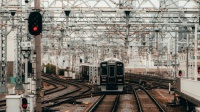 Black and Gray Train on Rail Tracks, Osaka, Japan