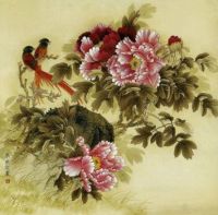 Asian Bird and Flowers