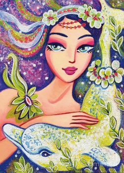 Solve Eva Campbell Artwork - 'Dolphin Mermaid' jigsaw puzzle online