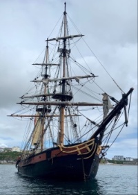 Sailing ship in Port Erin, Isle of Man