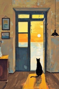 Sunset and Black Cat, resizable 12 to 294 pieces