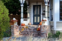 Pumpkins on a porch
