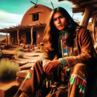 Tokala a Navajo Indian from the 1800's and his home