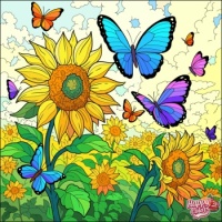 Butterflies among the Sunflowers