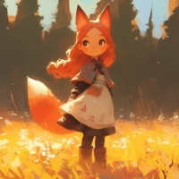 Fox-girl thinking about beautiful nature
