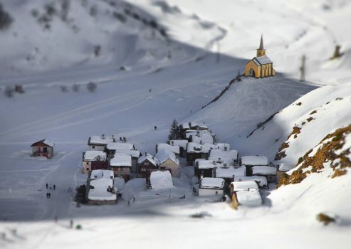 A village in the Alps in winter