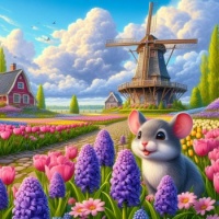 Mouse in the tulip field