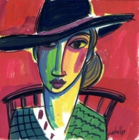 Mujer con sombrero negro