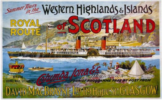 Old time poster: Tour Boat doing the Western Highlands of Scotland