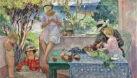 Henri Lebasque (French, 1865- 1937) - Tasting Fruits on the Terrasse at Sainte-Maxime, 1914