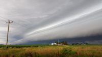 Shelf cloud over Iowa fields