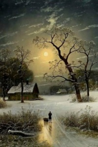 Full Moon Over Winter Lanscape (Johann Gustav Lange)
