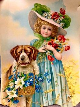 Vintage Little Girl and Dog