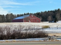 Red barn in winter