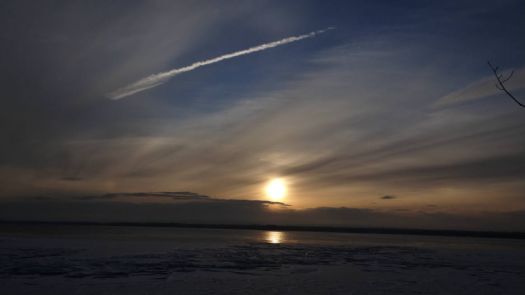 February sky over Lake Champlain