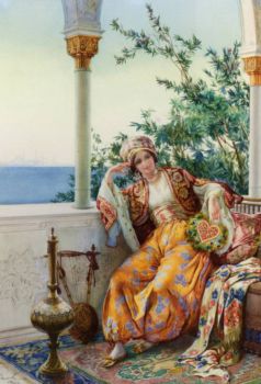 A Turkish Beauty Resting on a Terrace - Amedeo Momo Simonetti