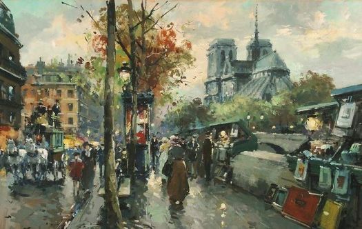 Antoine Blanchard - "Bouquinistes de Notre-Dame" c. 1960
