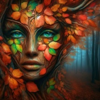beautiful female tree in autumn (Dada style art)