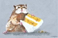 "Hamster And Cake" my own original acrylic painting