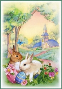 Vintage Easter Bunnies 1 (Medium)