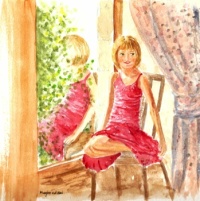"Girl Reflected" original watercolour painting