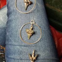 shark's teeth earring and pendant set